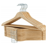 ELONG HOME Wood Hangers 20 Pack with Chrome Hook
