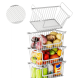 4 Pack Leak-Proof Stackable Wire Baskets (White)