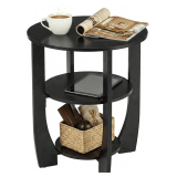 3-Tier Round Side Table with Storage, 19.7' Black
