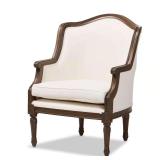 Charlemagne 28 in. Beige/DK Brown Upholstered Arm