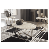Tarica 47 in. White/Gold Oval Coffee Table