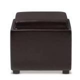 Tate Contemporary Dark Brown Leather Ottoman