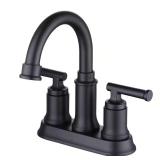 Oswell 4-in Centerset 2-Handle Matte Black Faucet