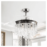 Parrot Uncle 42' Chrome Crystal Fandeliers Fan