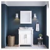 Aberdeen 30 in. Bath Vanity with White Marble Top