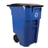 BRUTE 50 Gal Blue Rollout Trash Can w/Lid