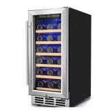 15 in. Single Zone Wine Cooler, 30-Bottle, Black