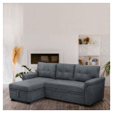 HOMESTOCK 84.64' Velvet L-Shaped Sofa, Dark Gray