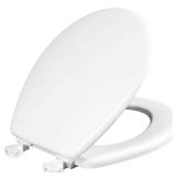 Round Enameled Wood Toilet Seat, White
