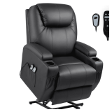 Black Leather Power Lift Recliner (No Motion)