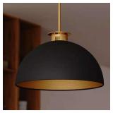 Devon 1-Light Matte Black & Satin Brass Pendant