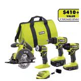 RYOBI ONE+ 18V Cordless 4-Tool Kit with Batteries