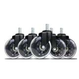 Black 3 in. Office Chair Caster Wheels (5-Pack)