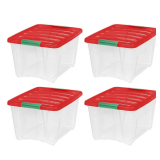 IRIS 4pk 32qt Stackable Storage Bins with Lids
