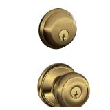 Schlage Georgian Antique Brass Knob & Deadbolt