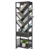 Bookshelf with Drawer 10-Tier Tree Bookcase, Black