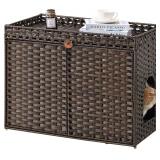 SETVSON Cat Litter Box Enclosure, Rattan, Brown
