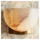 Alabaster Sconce 6' Stone Wall Lamp, Brass