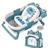 Collapsible Baby Bath Tub with Thermometer (Blue)