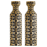 Ceramic Cylinder Vases with Gold Accents (Set 2)