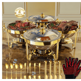 Round Chafing Dishes Buffet 4-Pack, 5QT Set