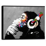 Wieco Art Black Framed Monkey Wall Art