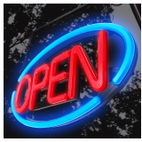 LED Open Sign, Remote, 24x12 inch, Blue-Red