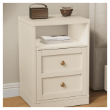RoyalCraft Beige Nightstand with Storage Shelf