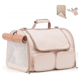 FUKUMARU Cat Carrier, 4 Mesh Windows, Pink