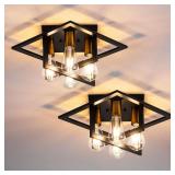Black Frame 4-Light Semi-Flush Ceiling Light (2pc)