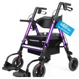 Heavy Duty Rollator Walker with Seat, 450 lb