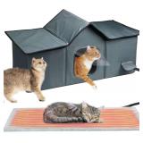 Weatherproof Heated Cat House with Pad (XL)