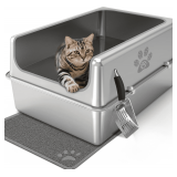 Enclosed Stainless Steel Cat Litter Box with Lid