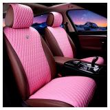 Red Rain Leather Car Seat Cover Pink