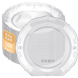 Plastic Plates 9.5'   Reusable, Clear