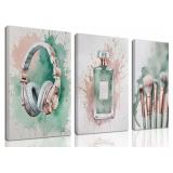 Fashion Makeup Canvas Art Set - Pink 12x16
