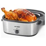 Electric Roaster Oven 26 Qt with Lid, Stainless