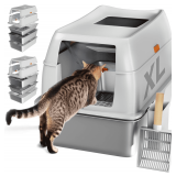 Tom & Sora Stainless Sifting Litter Box XL, Grey