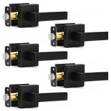 5 Pack Matte Black Privacy Door Levers