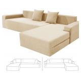 ZNSAYOTX Sectional Couch Covers, 2 Pcs Light Beige