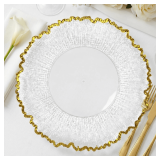13in Clear Acrylic Gold Rim Charger Plates, 8 pc