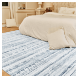 Blue Distressed Moroccan Rug, Machine Washable