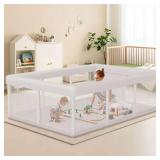 Baby Playpen 74'x50' Play Pens with Zipper Gates