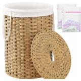 SETVSON Round Rattan Laundry Basket with Lid