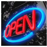 LED Open Sign, Remote, 24x12 inch, Blue-Red