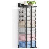 Wall Mounted Towel Rack with Shelf, 3 Bar, Black