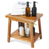 Shower Stool Chair Waterproof with Storage Shelf