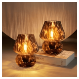 ONEWISH Mushroom Lamp Set of 2, Dimmable, Black