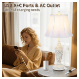 2-Pack Vintage Table Lamps with USB + AC Outlet