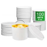 Disposable Paper Soup Cups, 8oz, 100 Sets